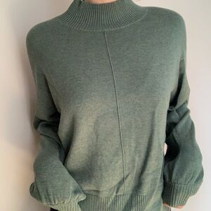REPEAT High Neck Green Sweater w/Puffy Sleeves